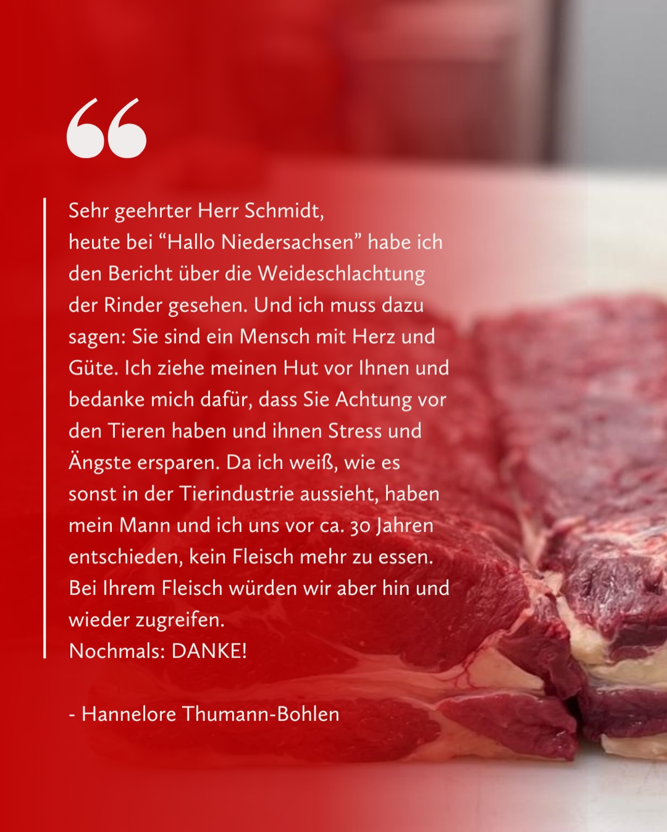 Richtiger Konsum heißt Verantwortung.
Fleisch ist nicht das Problem — wie man Fleisch produziert und konsumiert, das ist der Punkt.❗️

Bei den Heiderindern gibt’s seit 10 Jahren Steaks vom Knochen für 46€. Keine Preissteigerung, keine Lockangebote. Dafür: echtes Tierwohl, ehrliche Arbeit, 15-Stunden-Tage und null Abstriche bei Qualität.

Wir könnten billig sein — wären wir bereit, Tiere enger zu halten, Stress zu tolerieren, schneller zu mästen. Sind wir nicht.
Denn gutes Fleisch hat seinen Wert. Wer Bio, Zeit, Achtsamkeit und Respekt einfordert, sollte auch verstehen, dass Discounterpreise damit nicht funktionieren.🐄

Luxusgut Steak?
Nein. Luxusgut ist ehrliche Produktion.

Wenn du Fleisch isst, dann bitte so, dass du es mit Überzeugung tun kannst.☺️

#heiderinder #BewussterKonsum #WertschätzungStattWegwerfpreis